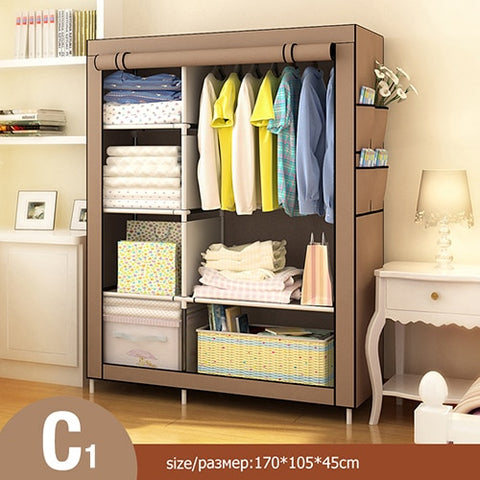 Non-woven Large Wardrobe Coffee Fabric Closet Portable Folding Dust-proof Waterproof Storage Cabinet Home Furniture