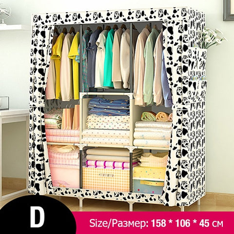 Non-woven Large Wardrobe Coffee Fabric Closet Portable Folding Dust-proof Waterproof Storage Cabinet Home Furniture