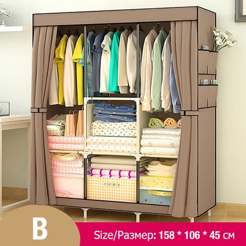 Non-woven Large Wardrobe Coffee Fabric Closet Portable Folding Dust-proof Waterproof Storage Cabinet Home Furniture