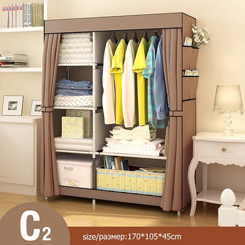 Non-woven Large Wardrobe Coffee Fabric Closet Portable Folding Dust-proof Waterproof Storage Cabinet Home Furniture