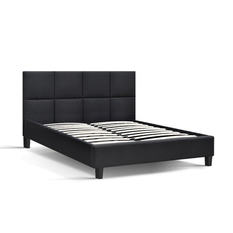 204 X 144cm Artiss TINO Double Size Bed Frame Base Fabric Headboard Wooden Mattress Easy Assembly Bed Charcoal Home Furniture AU