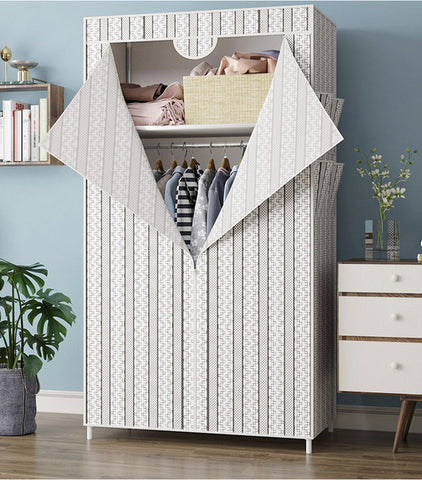 Simple Small Wardrobe Clothe Storage Cabinets Folding Non-woven Closet Steel Pipe Individual Wardrobe Bedroom Modern Dust-proof