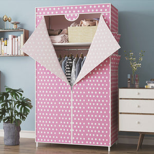 Simple Small Wardrobe Clothe Storage Cabinets Folding Non-woven Closet Steel Pipe Individual Wardrobe Bedroom Modern Dust-proof