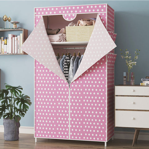 Simple Small Wardrobe Clothe Storage Cabinets Folding Non-woven Closet Steel Pipe Individual Wardrobe Bedroom Modern Dust-proof