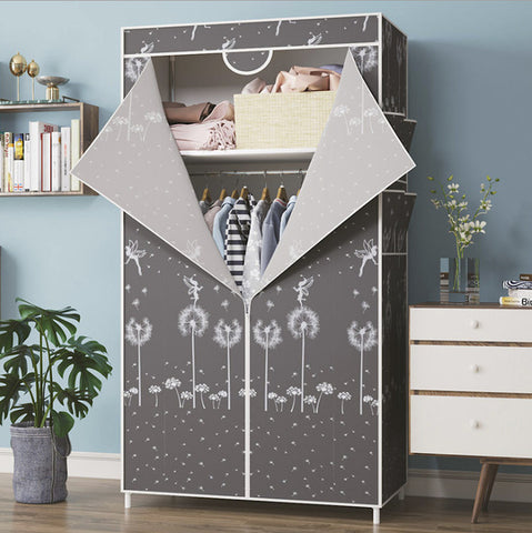 Simple Small Wardrobe Clothe Storage Cabinets Folding Non-woven Closet Steel Pipe Individual Wardrobe Bedroom Modern Dust-proof