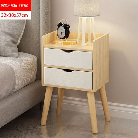 Nordic Simple Modern Bedside Table Shelf 2 Drawers Nordic Cubicle Bedroom Furniture Storage Box Storage Basket Nightstand