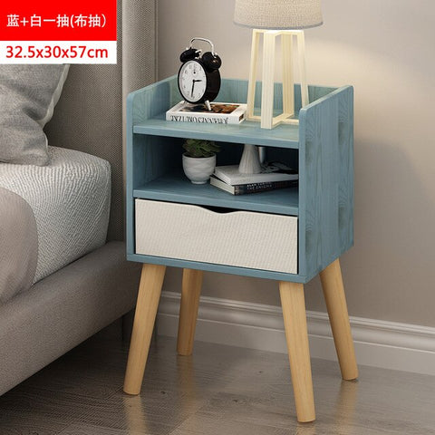 Nordic Simple Modern Bedside Table Shelf 2 Drawers Nordic Cubicle Bedroom Furniture Storage Box Storage Basket Nightstand