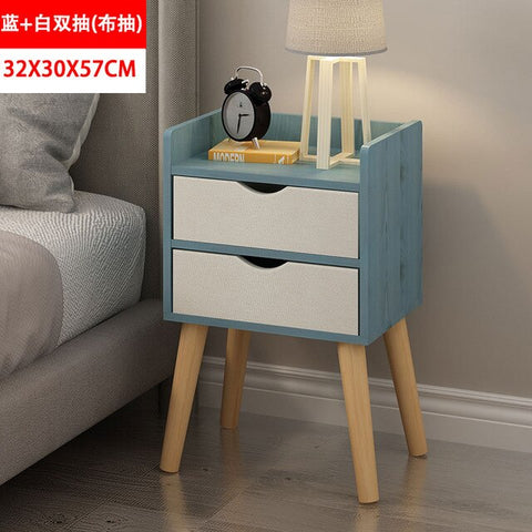 Nordic Simple Modern Bedside Table Shelf 2 Drawers Nordic Cubicle Bedroom Furniture Storage Box Storage Basket Nightstand