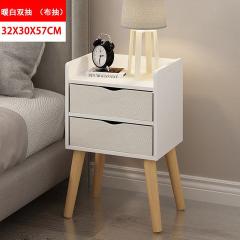 Nordic Simple Modern Bedside Table Shelf 2 Drawers Nordic Cubicle Bedroom Furniture Storage Box Storage Basket Nightstand