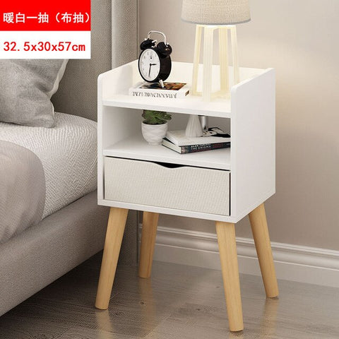 Nordic Simple Modern Bedside Table Shelf 2 Drawers Nordic Cubicle Bedroom Furniture Storage Box Storage Basket Nightstand