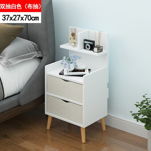 Nordic Simple Modern Bedside Table Shelf 2 Drawers Nordic Cubicle Bedroom Furniture Storage Box Storage Basket Nightstand