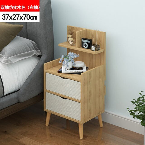 Nordic Simple Modern Bedside Table Shelf 2 Drawers Nordic Cubicle Bedroom Furniture Storage Box Storage Basket Nightstand