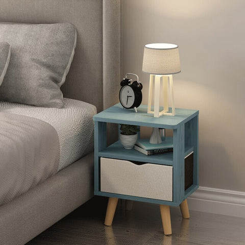 Nordic Simple Modern Bedside Table Shelf 2 Drawers Nordic Cubicle Bedroom Furniture Storage Box Storage Basket Nightstand