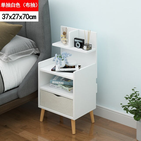 Nordic Simple Modern Bedside Table Shelf 2 Drawers Nordic Cubicle Bedroom Furniture Storage Box Storage Basket Nightstand