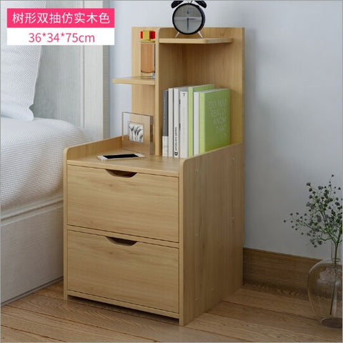 Nordic Simple Modern Bedside Table Shelf 2 Drawers Nordic Cubicle Bedroom Furniture Storage Box Storage Basket Nightstand