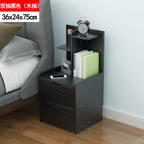 Nordic Simple Modern Bedside Table Shelf 2 Drawers Nordic Cubicle Bedroom Furniture Storage Box Storage Basket Nightstand